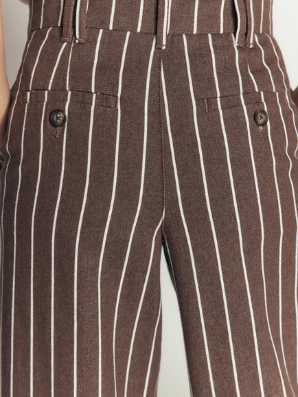 Boden Belgravia Cotton Rich Twill Trousers, Brown/Cream - view 2, Brown/Cream