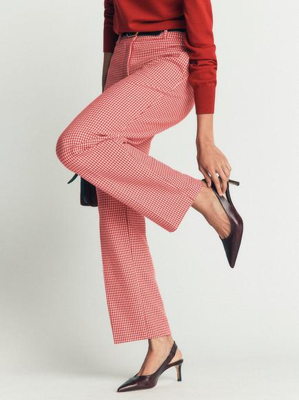 Boden Canonbury Dogtooth Slim Fit Trousers, Pink Puppytooth - view 2, Pink Puppytooth