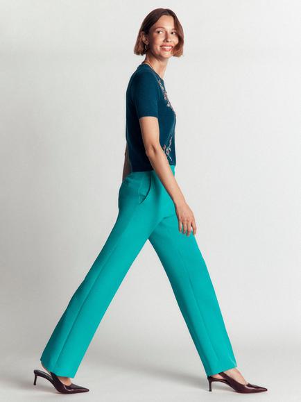 Boden Fitzrovia Tailored Straight Trousers, Glaze Blue