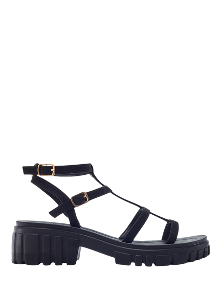Moda in Pelle Karyna Alcantara Chunky Gladiator Sandals, Black