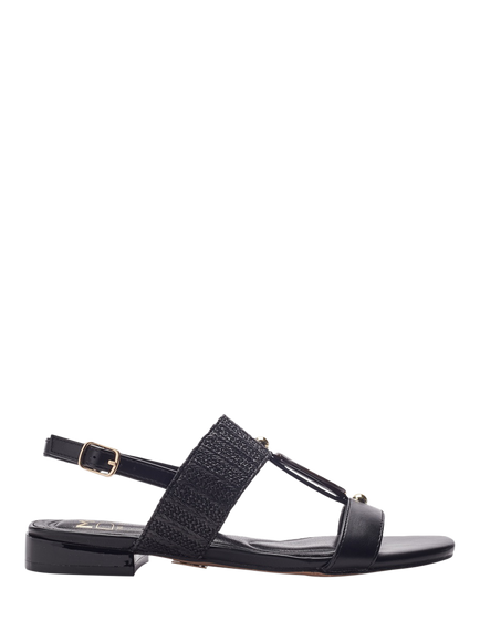 Moda in Pelle Lexiia Leather Stone Detail Strappy Sandals, Black
