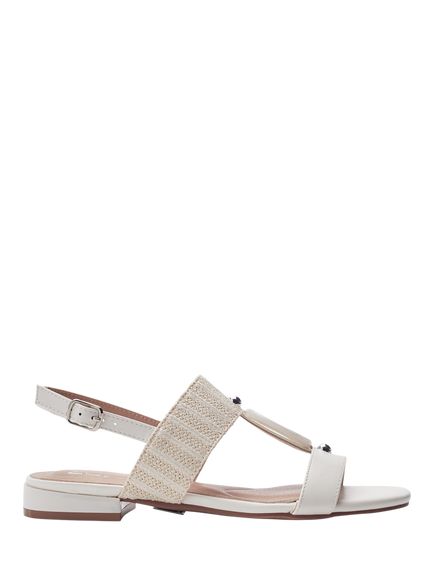 Moda in Pelle Lexiia Leather Stone Detail Strappy Sandals, White