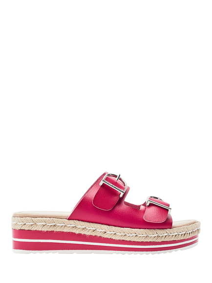 Moda in Pelle Nestta Porvair Buckle Mule Sandals, Pink