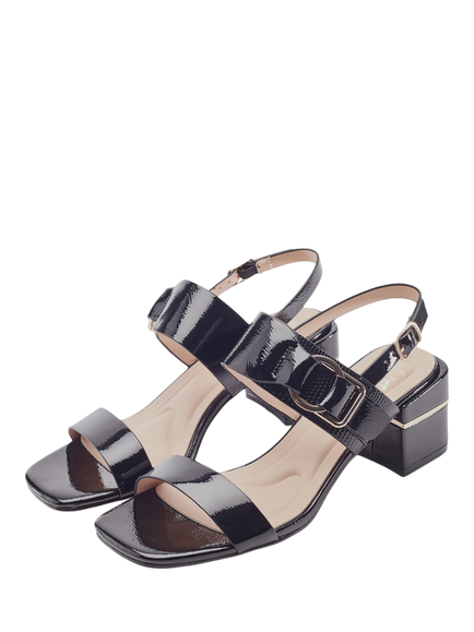Moda in Pelle Noni Patent Block Heel Strappy Sandals, Black - view 2, Black