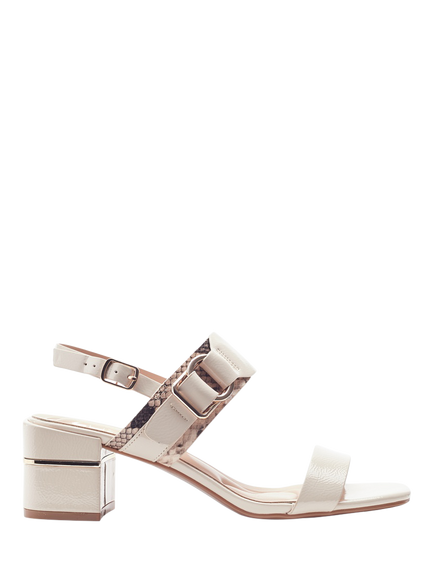 Moda in Pelle Noni Patent Block Heel Strappy Sandals, Off White