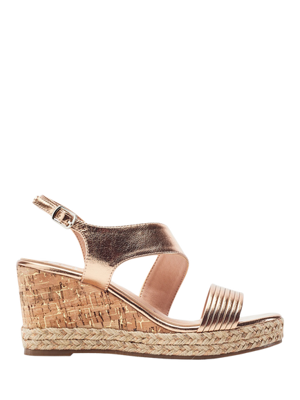 Moda in Pelle Spotalia Porvair Wedge Heel Strappy Sandals, Rose Gold