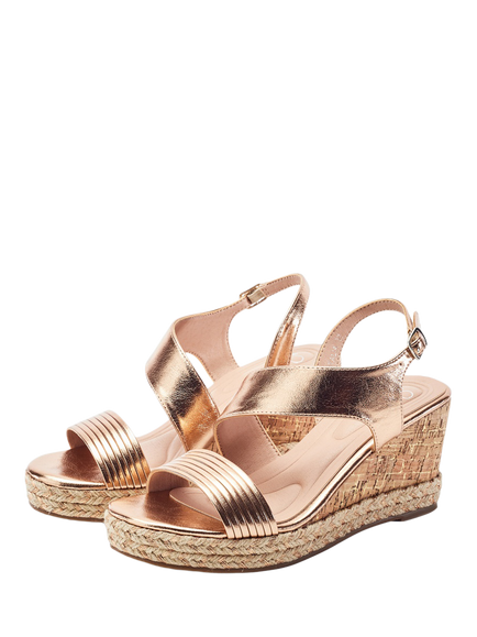 Moda in Pelle Spotalia Porvair Wedge Heel Strappy Sandals - view 2, Rose Gold