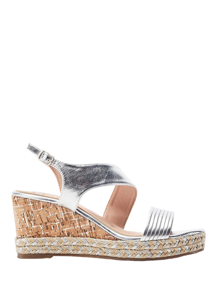 Moda in Pelle Spotalia Porvair Wedge Heel Strappy Sandals, Silver