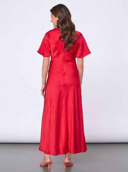 Sisters Point Jacquard Drape Maxi Dress, Red - view 2, Red