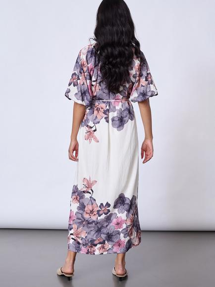 Sisters Point Midi Floral Shirt Dress, Cream - view 2, Cream