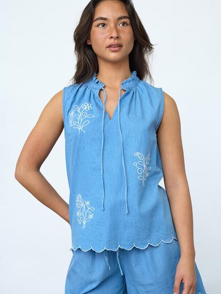 Sisters Point Sleeveless Blouse, Blue, Blue