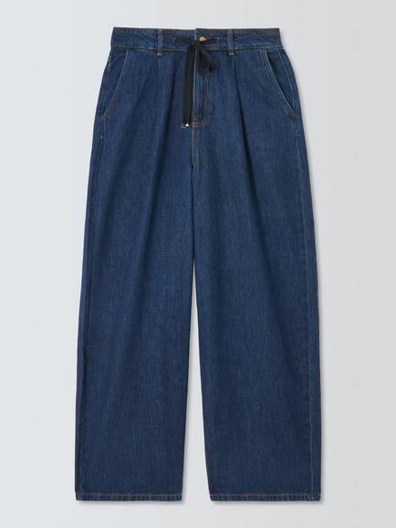 AND/OR Mid Rise Pleat Front Drawcord Tie Jeans, Indigo, Indigo