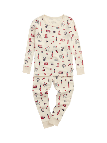 MORI Kids' Little Explorer Pyjama Set, London Print, London Print