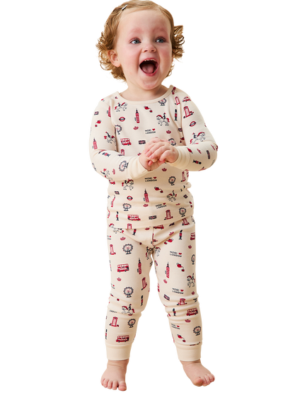 MORI Kids' Little Explorer Pyjama Set, London Print - view 2, London Print
