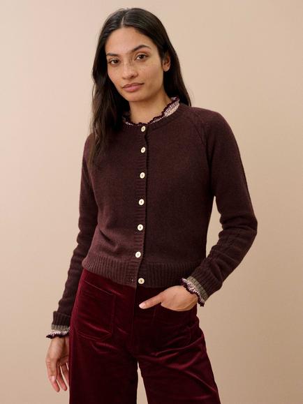 Brora Cashmere Cable Knit Cardigan, Malt