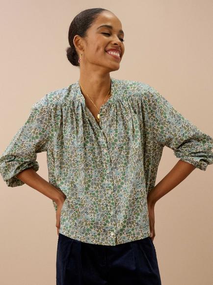 Brora Liberty Cotton Smock Shirt, Sage Meadow, Sage Meadow