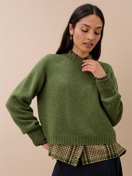 Brora Cashmere Round Neck Jumper, Fern, Fern