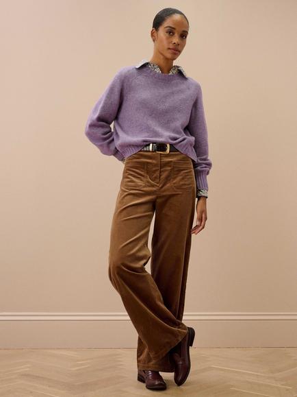 Brora Pure Cashmere Round Neck Jumper, Heron - view 2, Heron