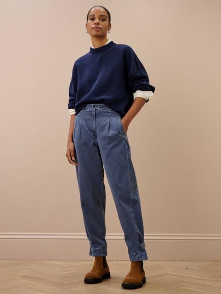 Brora Cotton Corduroy Cargo Trousers, Wedgewood