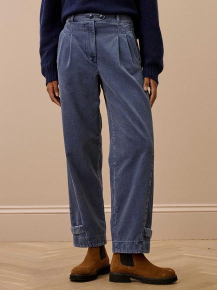 Brora Cotton Corduroy Cargo Trousers - view 2, Wedgewood
