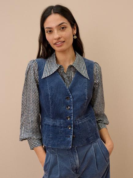 Brora Cotton Corduroy Waistcoat, Wedgewood