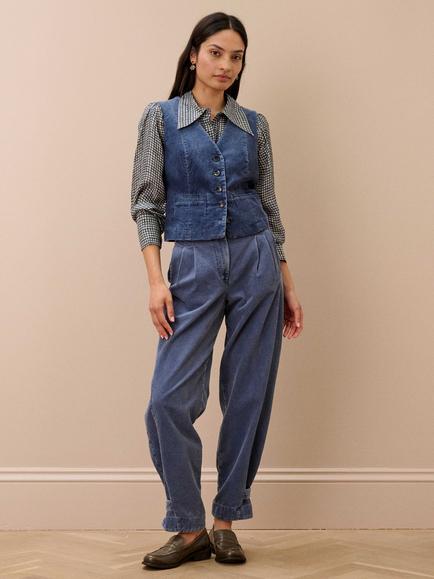 Brora Cotton Corduroy Waistcoat - view 2, Wedgewood