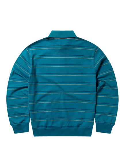 No Problemo Stripe Cotton Rugby Shirt, Teal - view 2, Teal