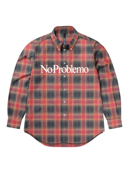 No Problemo Plaid Button Down Cotton Shirt, Red, Red