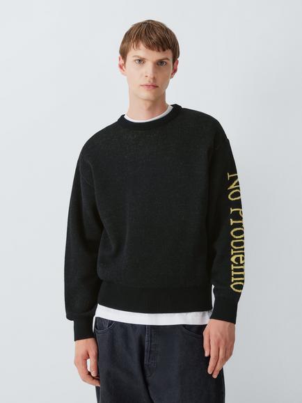No Problemo Crew Neck Cotton Wool Blend Jumper, Black, Black