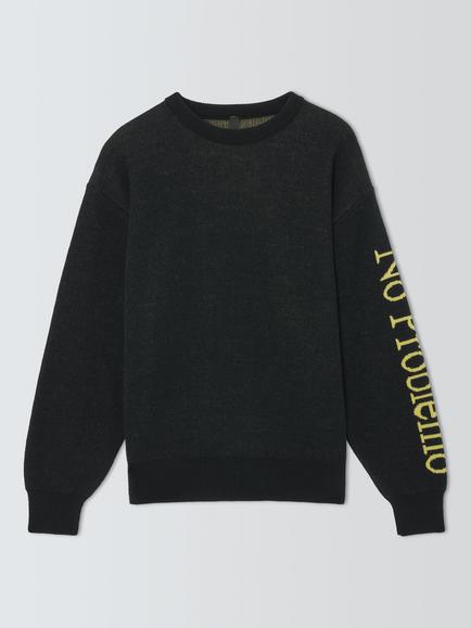 No Problemo Crew Neck Cotton Wool Blend Jumper, Black, Black