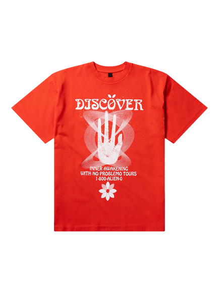 No Problemo Discovery Crew Neck Cotton T-Shirt, Red, Red