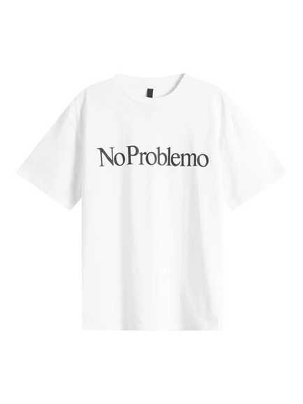 No Problemo Crew Neck Cotton T-Shirt, White, White