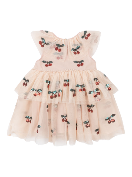 Konges Sløjd Kids' Yvonne Sequin Cherry Tulle Dress, Pink - view 2, Pink
