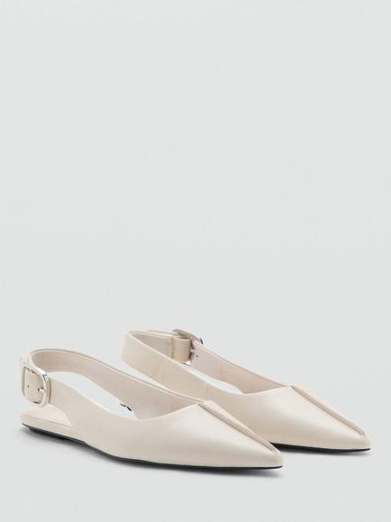 Mango Pointed Slingback Flat Shoes, Raw - view 2, Raw