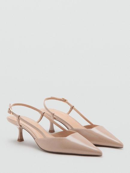 Mango Pointed Toe Slingback Kitten Heel Shoes, Natural - view 2, Natural