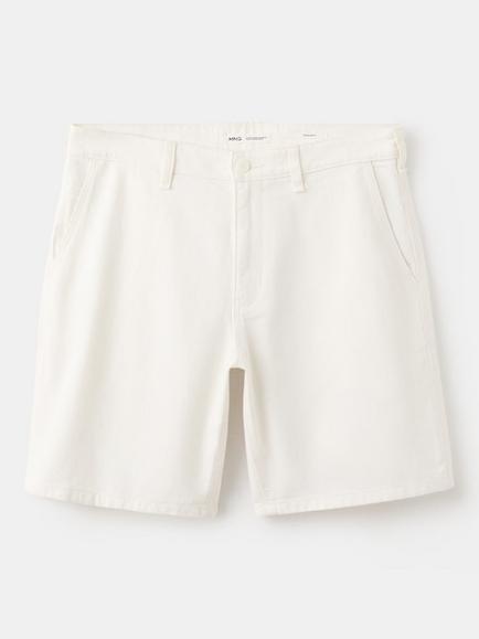 Mango Linen Blend Chino Shorts, Off White, Off White