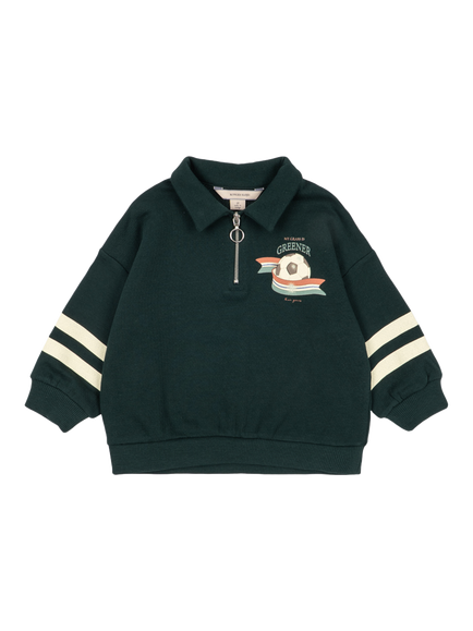 Konges Sløjd Kids' Loupy Half Zip Sweatshirt, Pine Grove, Pine Grove