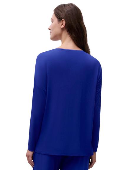 Femilet Jasmine Long Sleeve T-Shirt containing LENZING™ ECOVERO™ Viscose, Bellwether Blue - view 2, Bellwether Blue