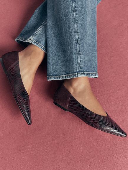 Boden Nigella Leather Pointed Toe Flats, Oxblood - view 2, Oxblood