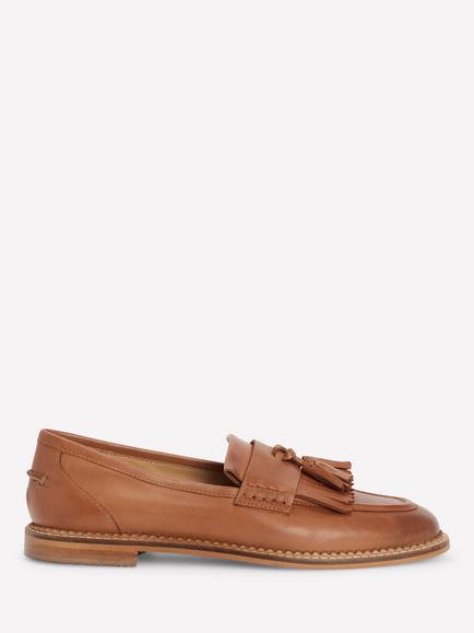 Boden Nya Ghille Leather Loafers, Tan, Tan