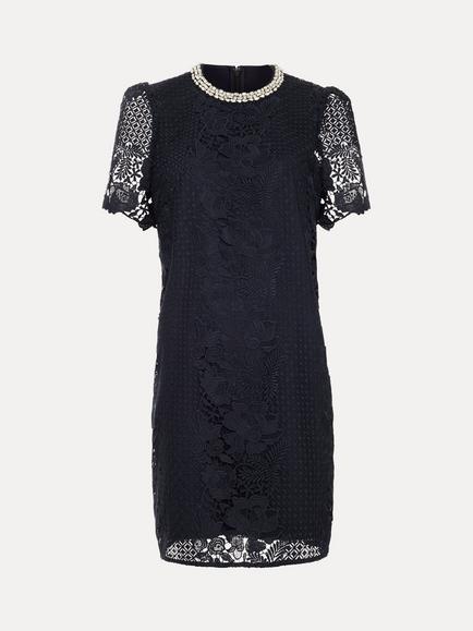 Phase Eight Eloise Floral Embroidered Shift Mini Dress, Navy, Navy