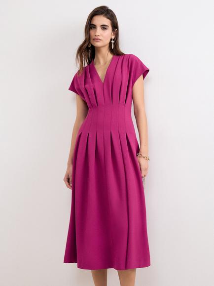 Phase Eight Hanna Pleated Dress, Fuchsia, Fuchsia