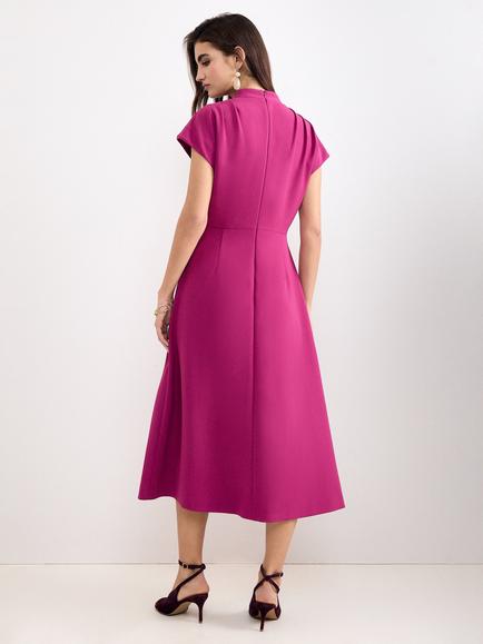 Phase Eight Hanna Pleated Dress, Fuchsia - view 2, Fuchsia