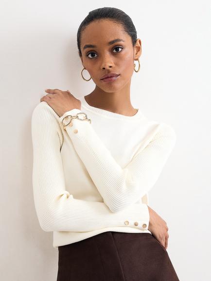 Phase Eight Larissa Layer Knit Jumper, Ivory, Ivory