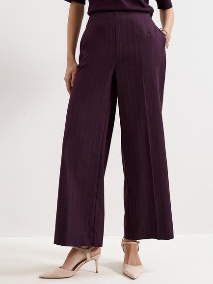 Phase Eight Colette Striped Wide Leg Trousers, Burgundy, Burgundy