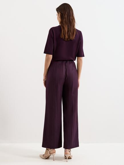 Phase Eight Colette Striped Wide Leg Trousers, Burgundy - view 2, Burgundy