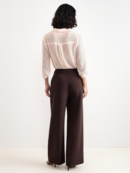 Phase Eight Keely Pleat Straight Leg Trousers, Brown - view 2, Brown