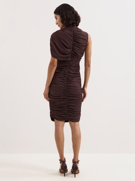 Phase Eight Aimee Jersey Draped Dress, Brown - view 2, Brown