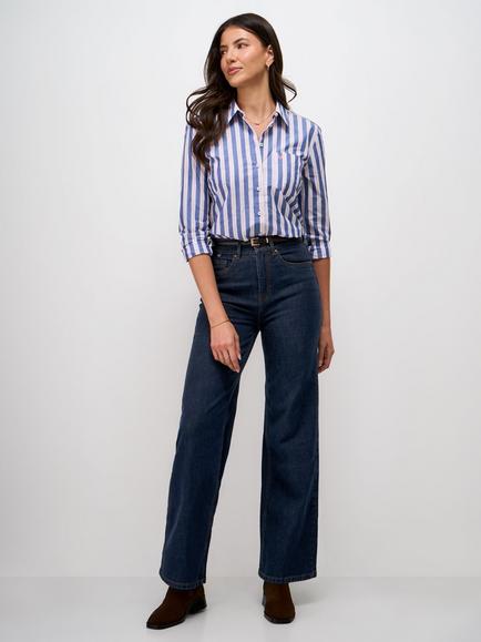 Crew Clothing High Rise Wide Leg Jeans - view 2, Dark Blue