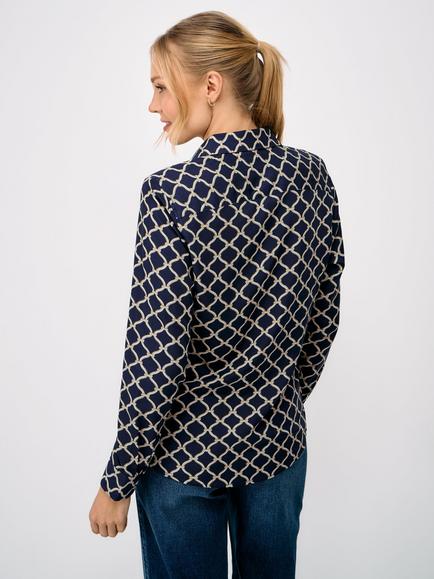 Crew Clothing Rope Twill Drapey Shirt, Navy/Multi - view 2, Navy/Multi